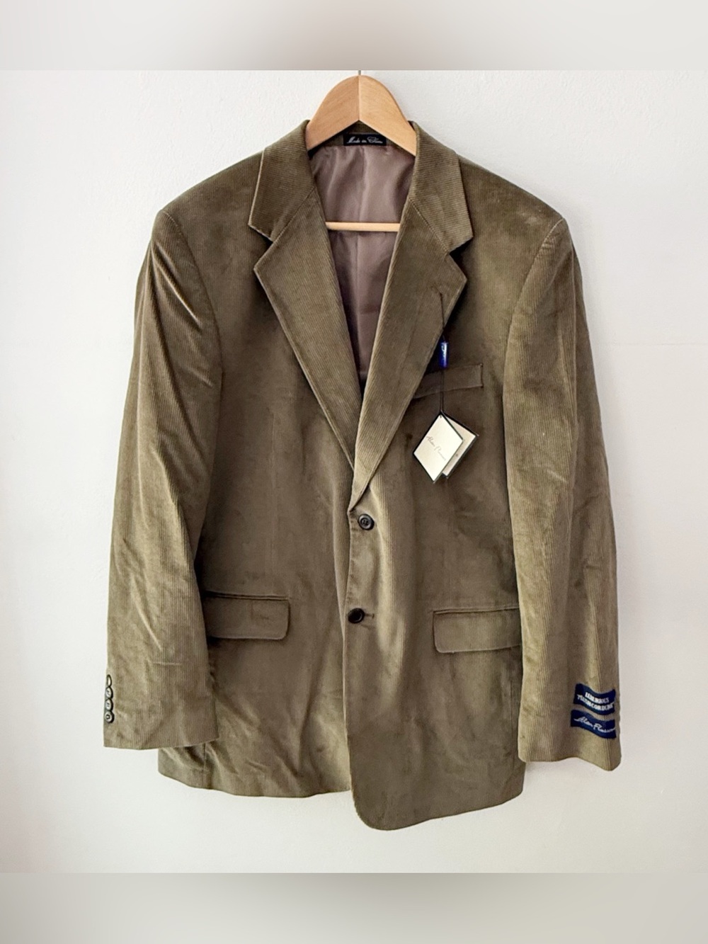 NWT‎ Alan Flusser Men 100% Cotton Corduroy Blazer Jacket Sport Coat 42L Academia